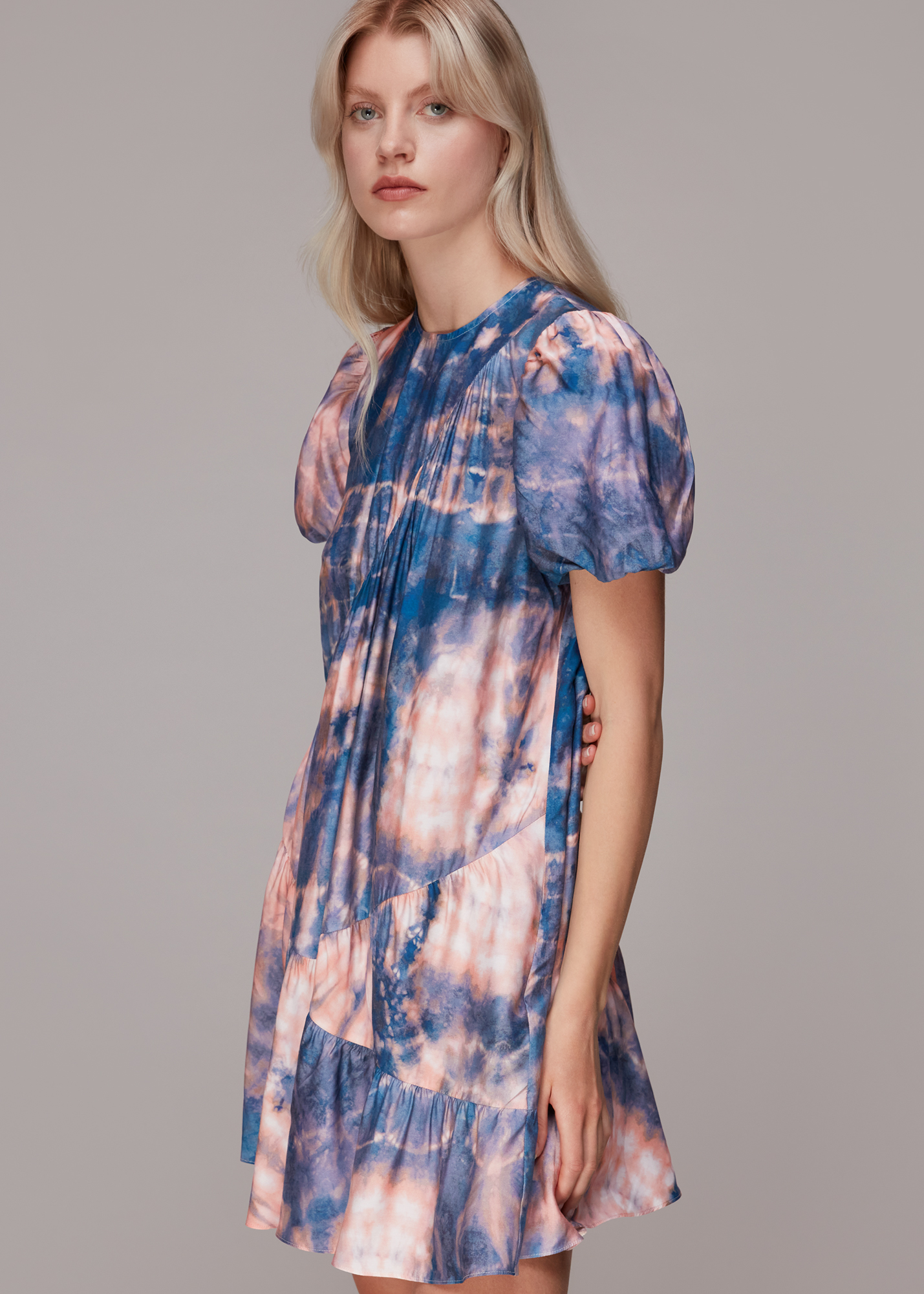 Whistles Women's Multicolour Mirrored Tie Dye Trapeze Dress Size 18
