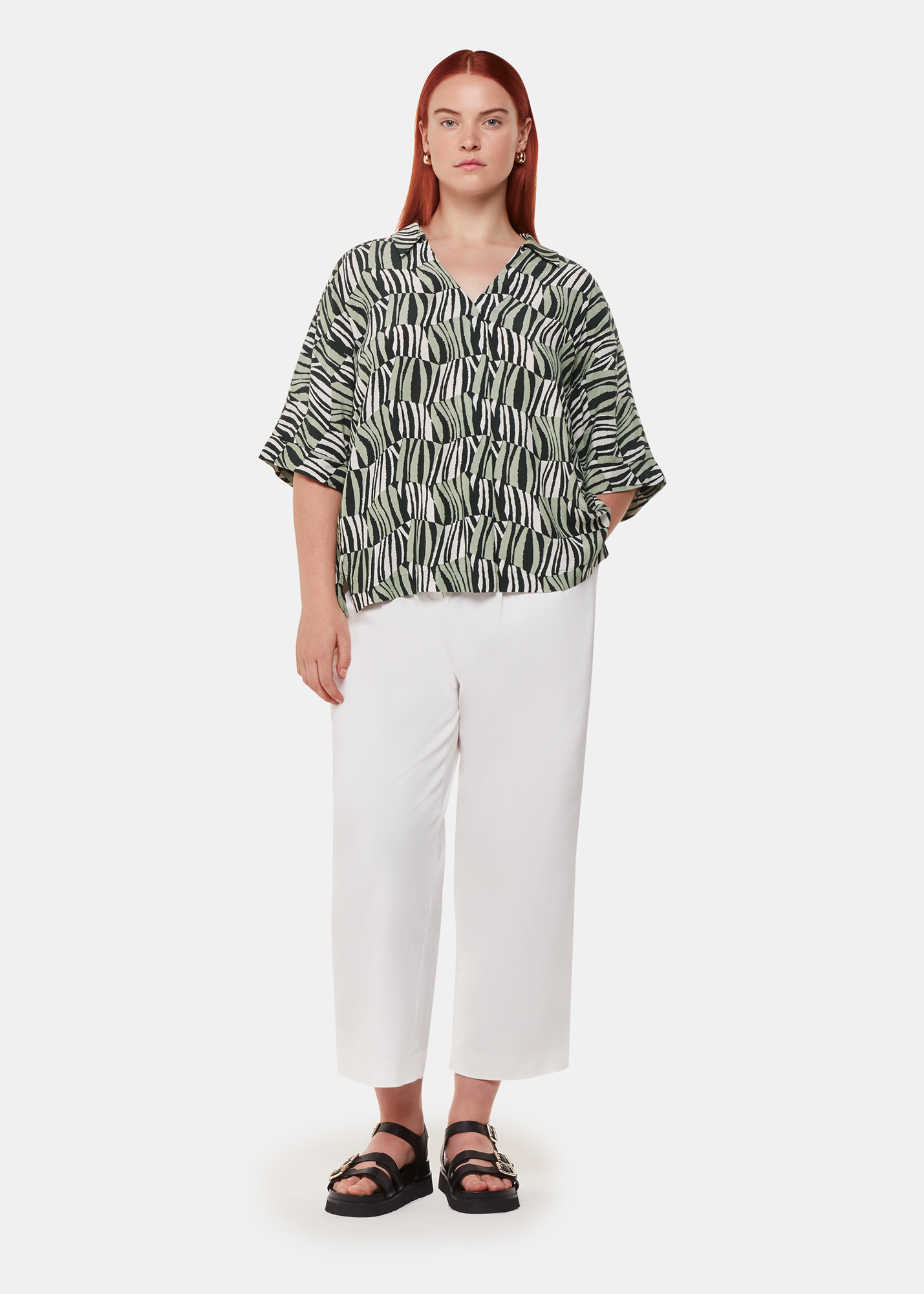 Whistles Women's Multicolour Checkerboard Tiger Boxy Shirt Size 8