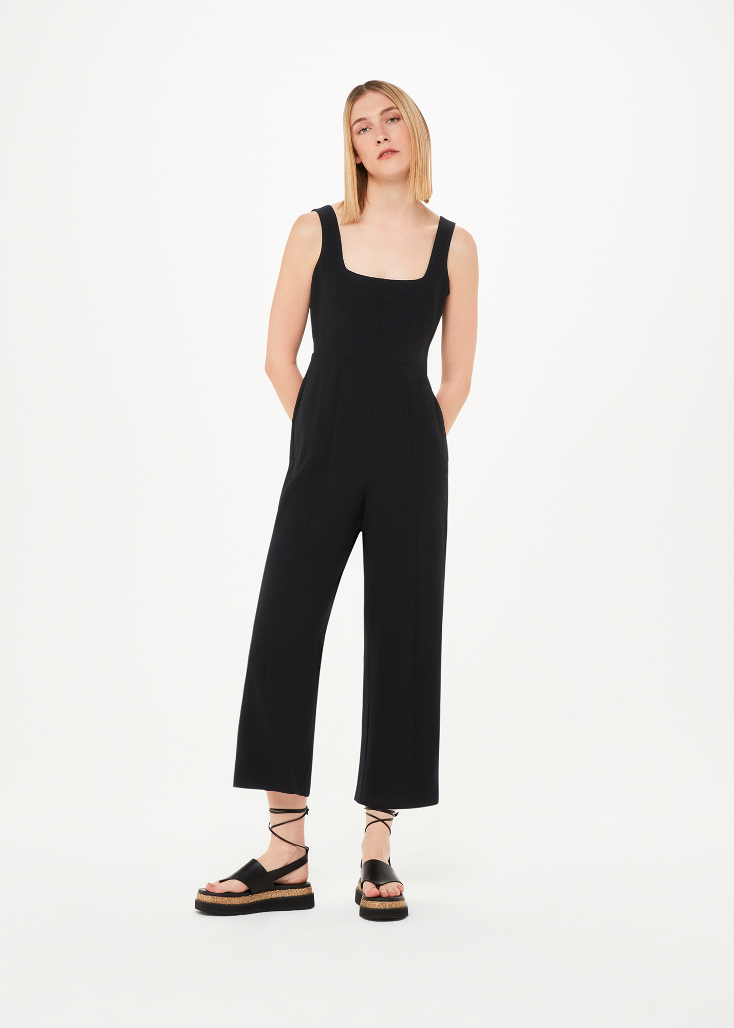 Whistles Women's Black Elsie Square Neck Jumpsuit Size 8