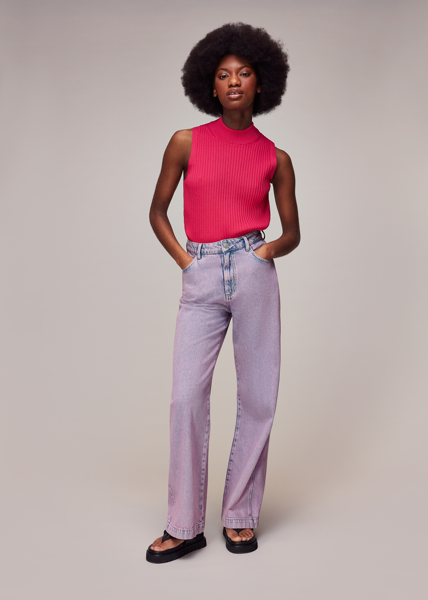 Whistles Women's Lilac Authentic Wide Leg Jean Size 27