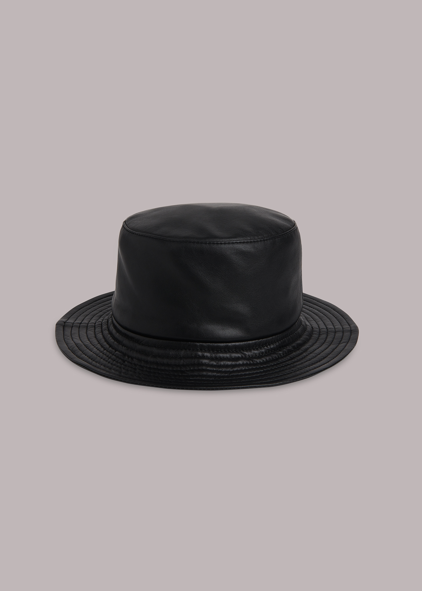 Whistles Women's Black Leather Bucket Hat Size M/L