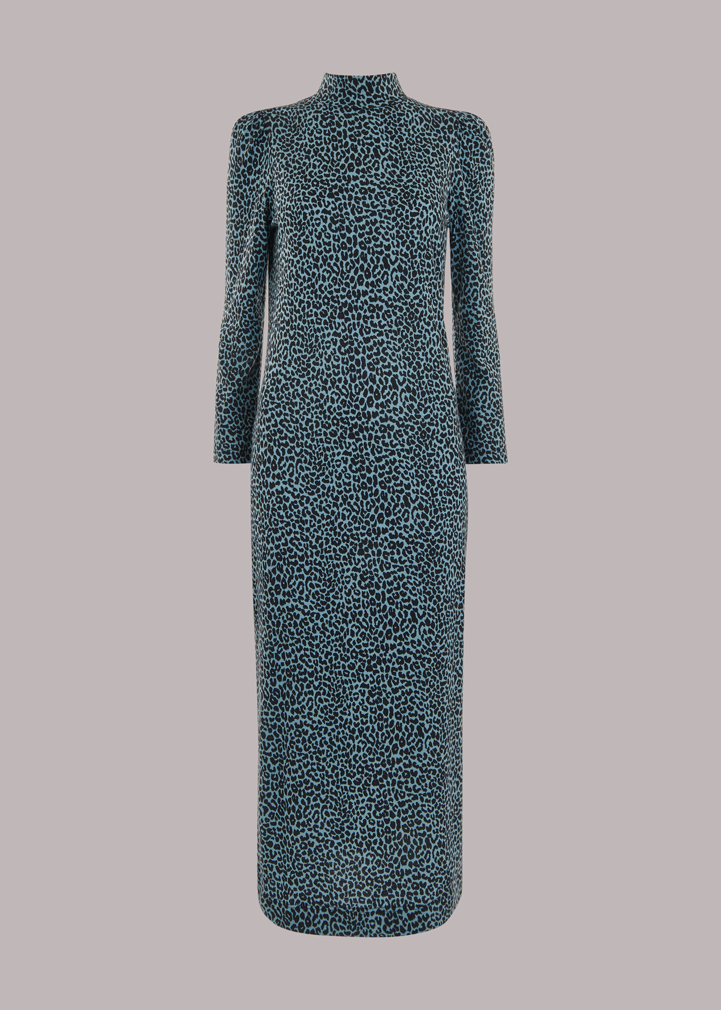 Whistles Women's Blue/Multi Contrast Leopard Jersey Dress Size 4