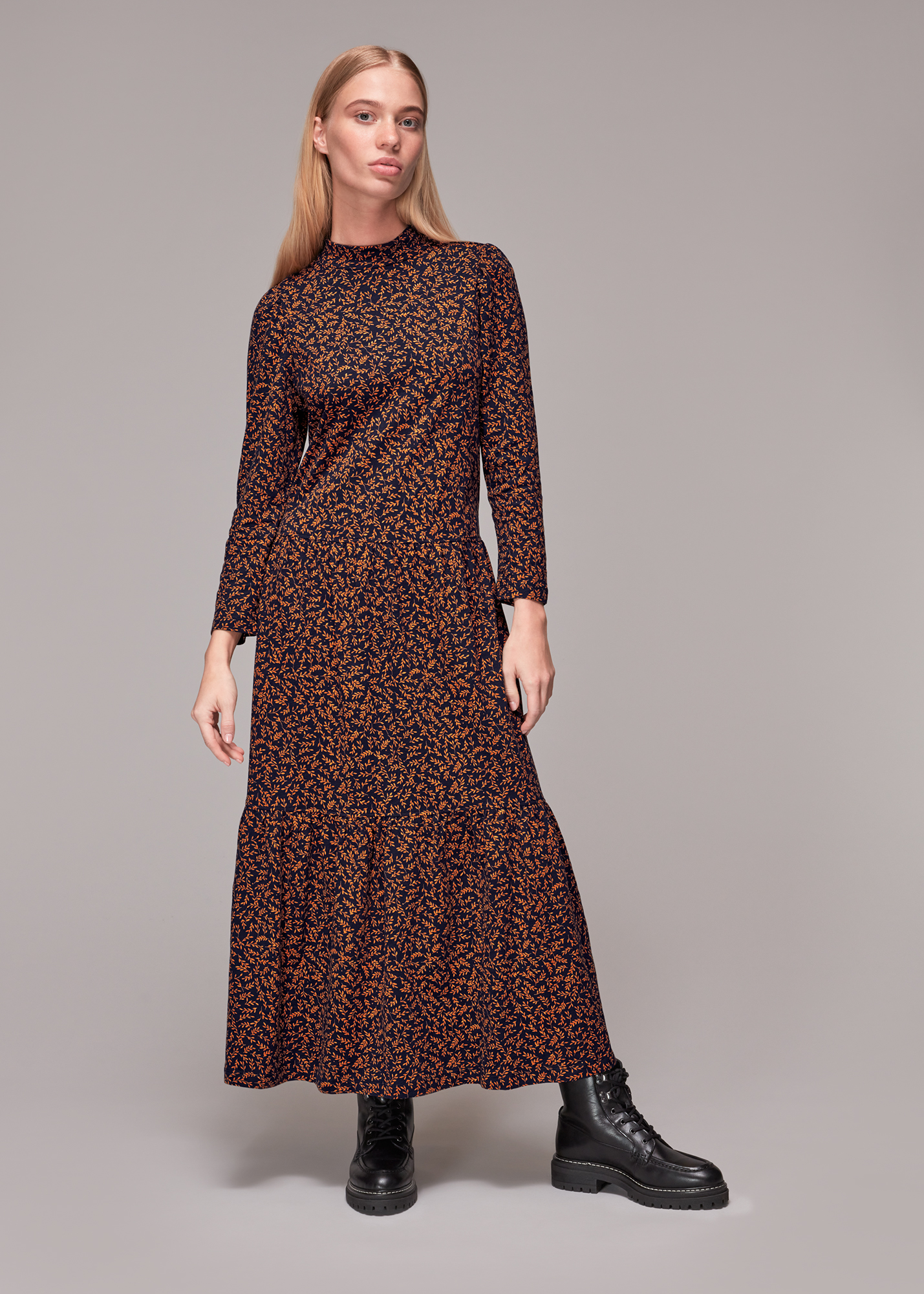 Whistles Women's Multicolour Autumn Leaves Jersey Dress Size 6