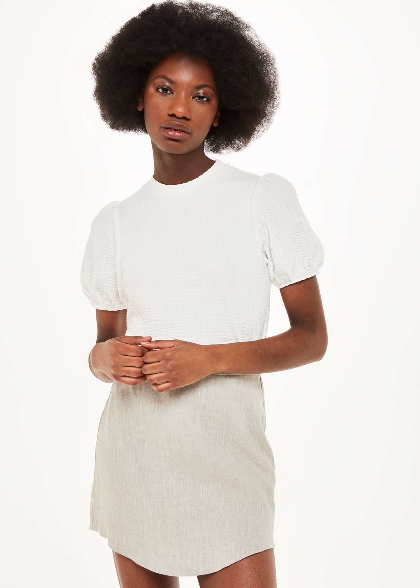 Whistles Women's White Texture Puff Sleeve Top Size XS
