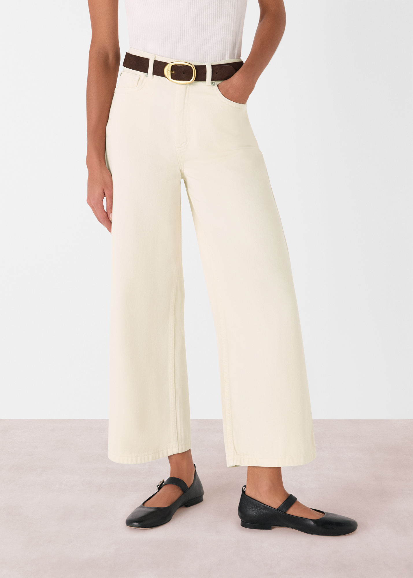 Whistles Women's White Wide Leg Cropped Jean Size 28