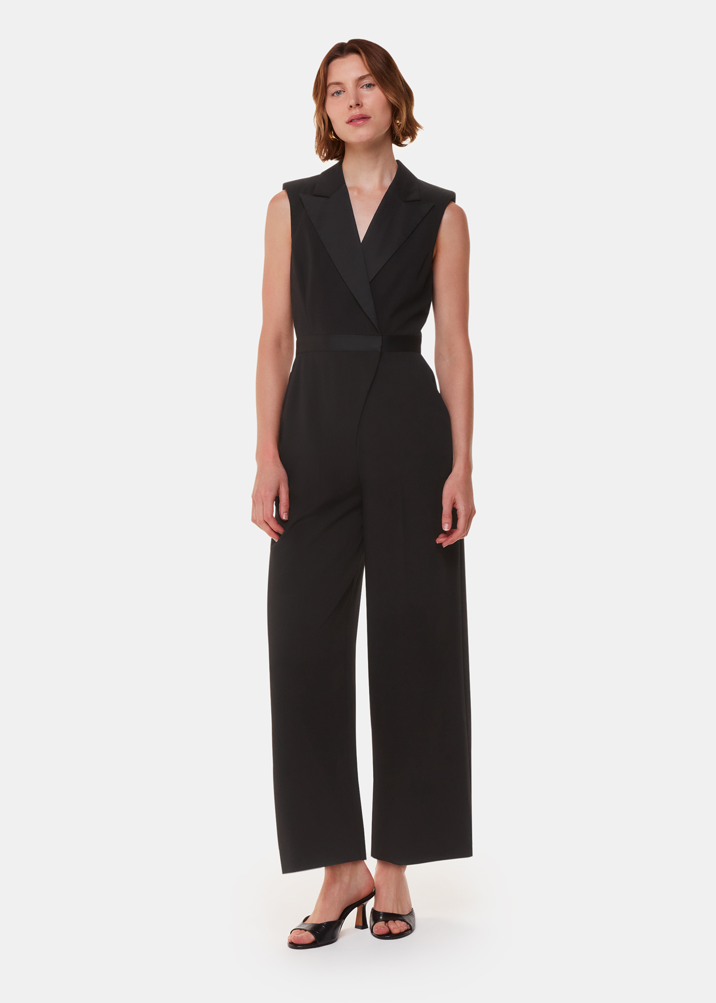 Whistles Women's Black Edie Tuxedo Jumpsuit Size 10