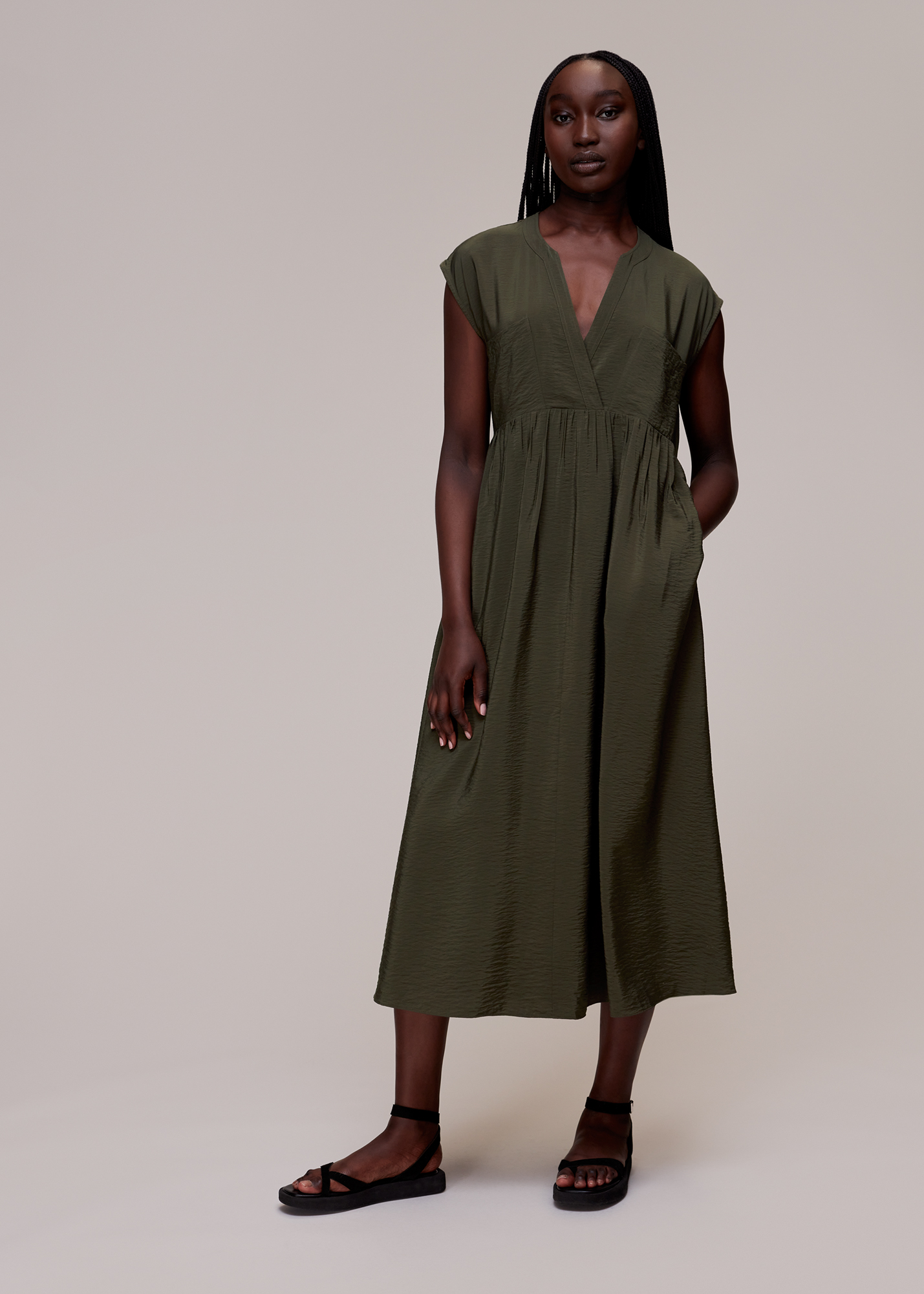 Whistles Women's Khaki Amelie Trapeze Dress Size 4