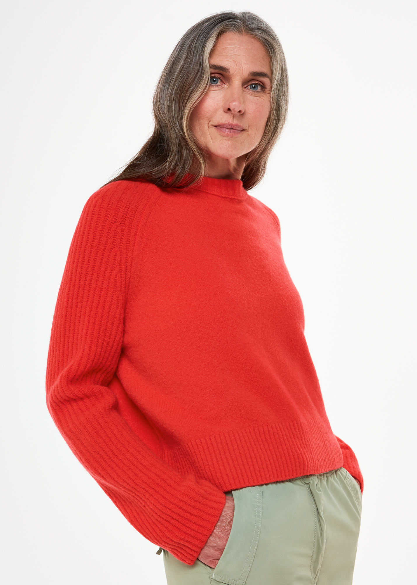 Whistles Women's Red Anna Wool Mix Crew Knit Size L