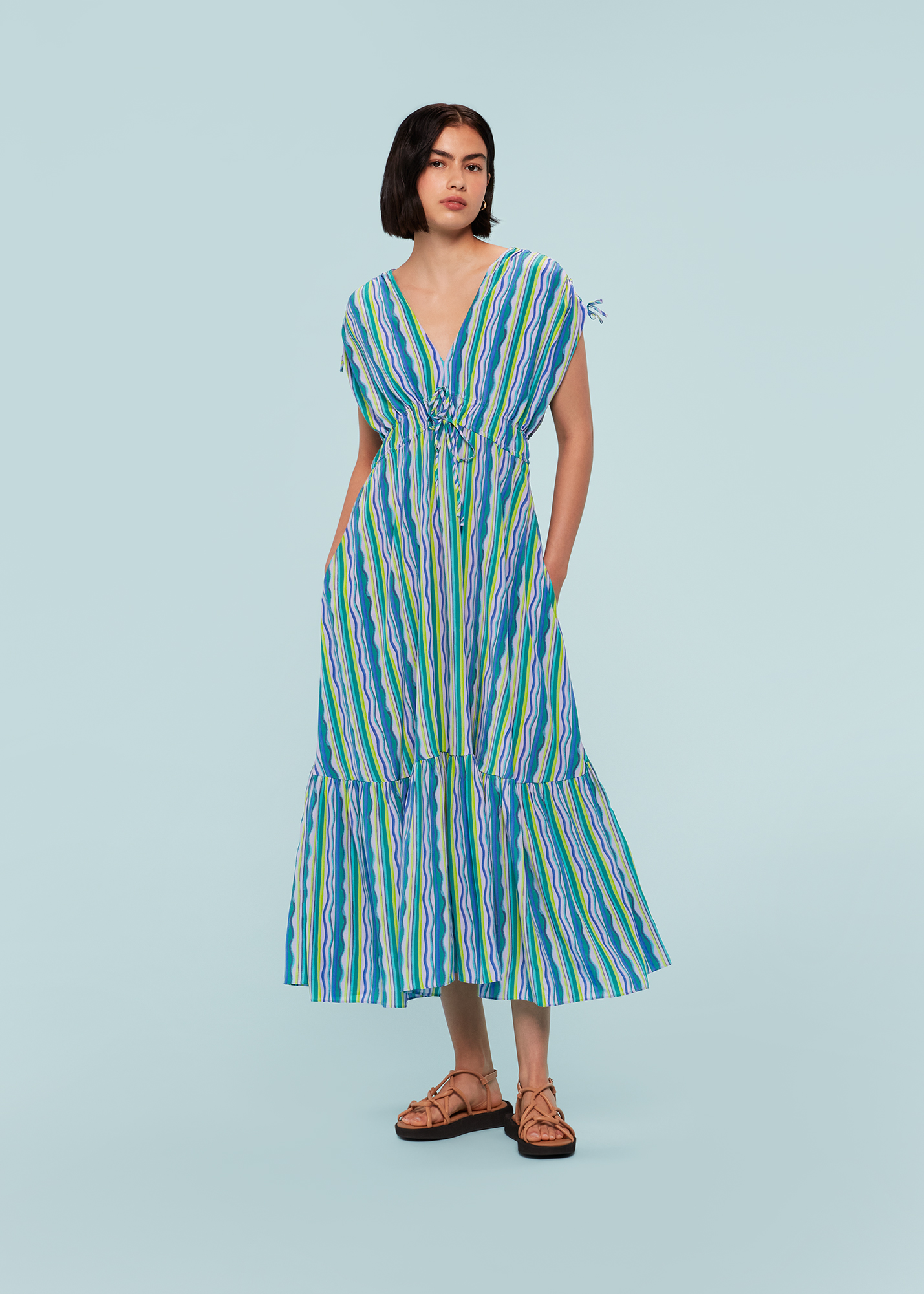 Whistles Women's Multicolour Wiggle Stripe Silk Dress Size 20