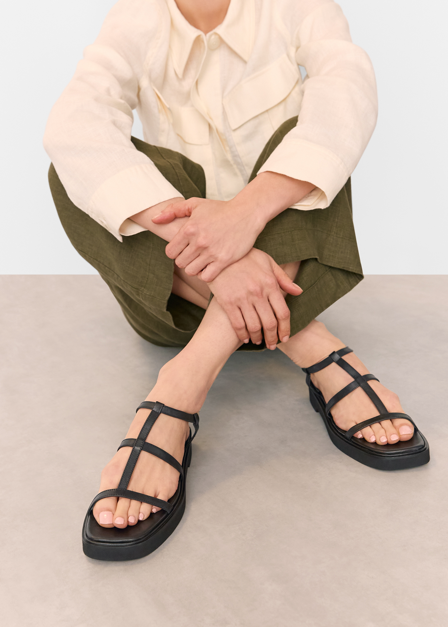Whistles Women's Black Dora Caged Square Toe Sandal Size 38