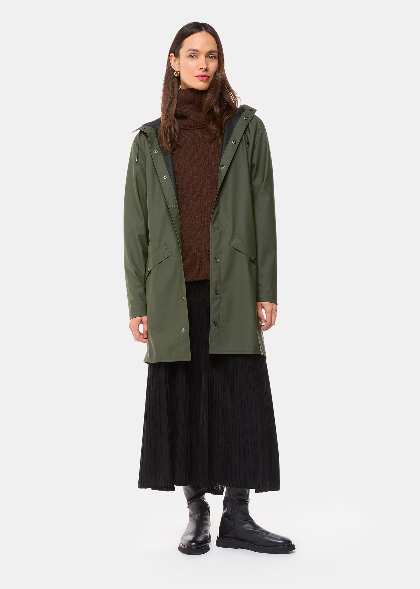 Whistles Rains Women's Dark Green Long Jacket Size XS