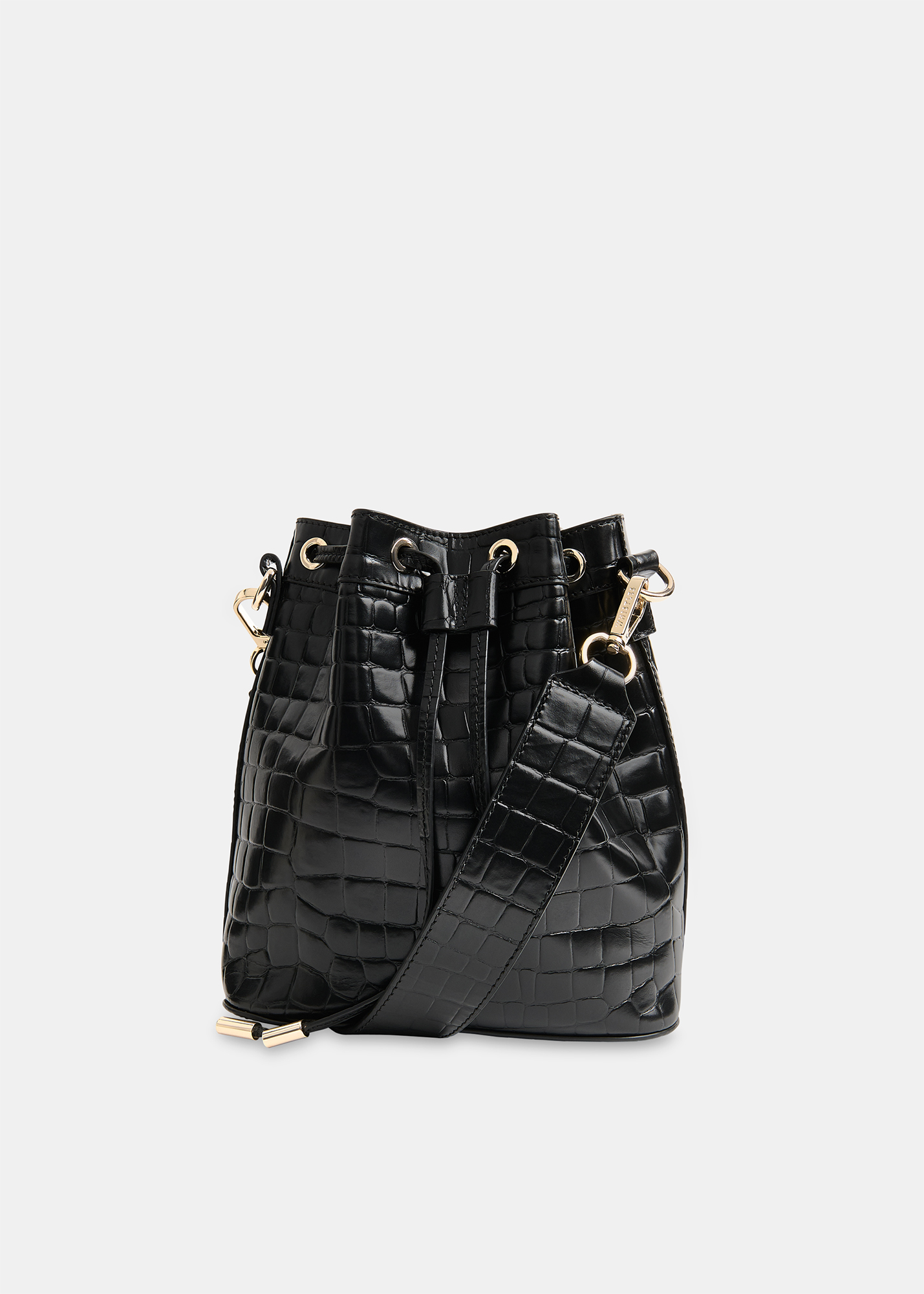 Whistles Women's Black Giulia Croc Bucket Bag 