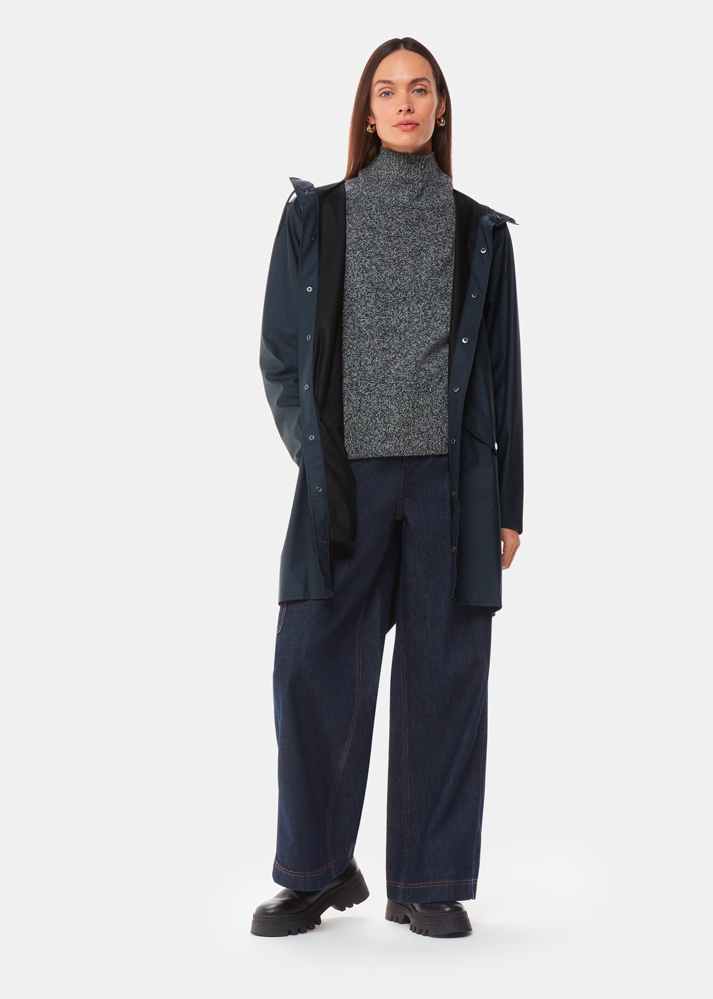 Whistles Rains Women's Navy Long Jacket Size XS